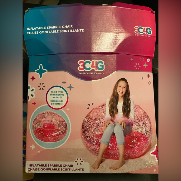 Pink Inflatable Sparkle Chair Furniture - Picture 2 of 2